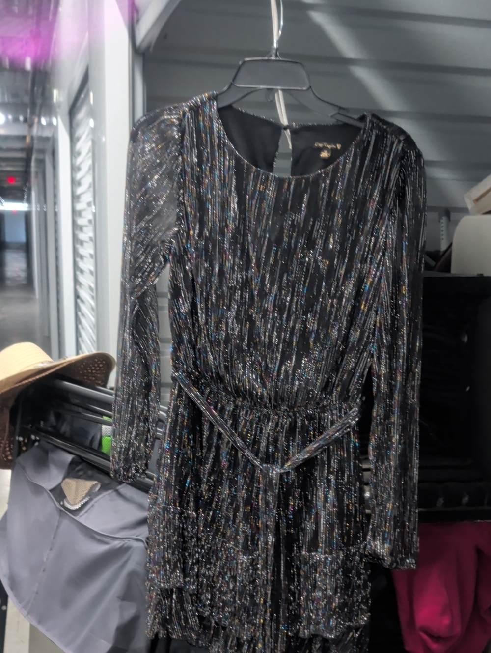 City Triangles Black Sparkle Long-Sleeve Dress